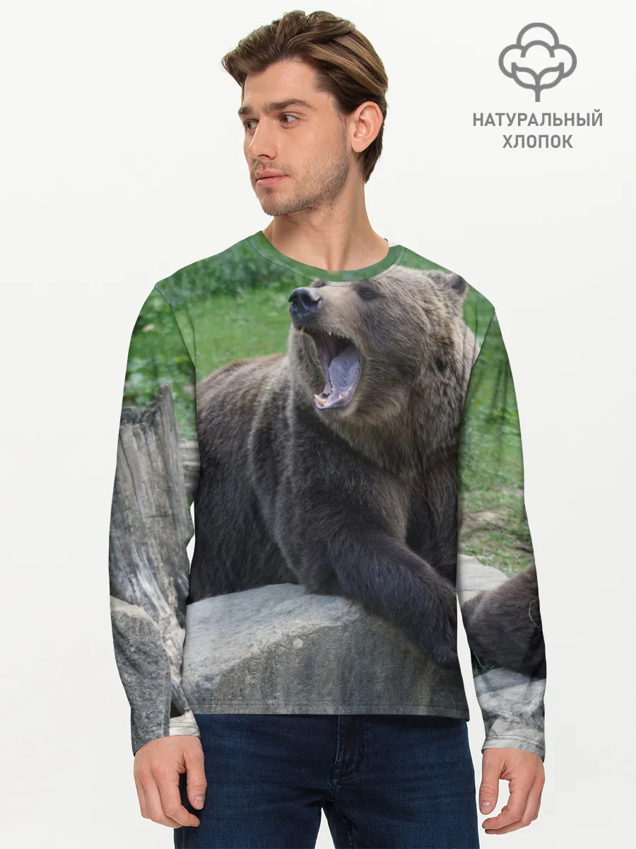 Мужской лонгслив базовый / Медведь