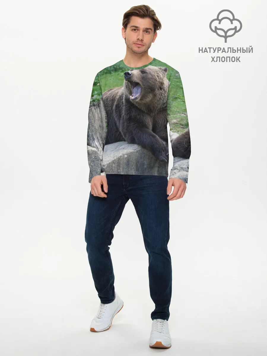 Мужской лонгслив базовый / Медведь