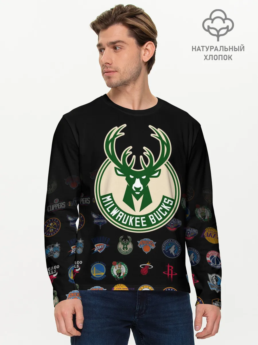 Мужской лонгслив базовый / Milwaukee Bucks
