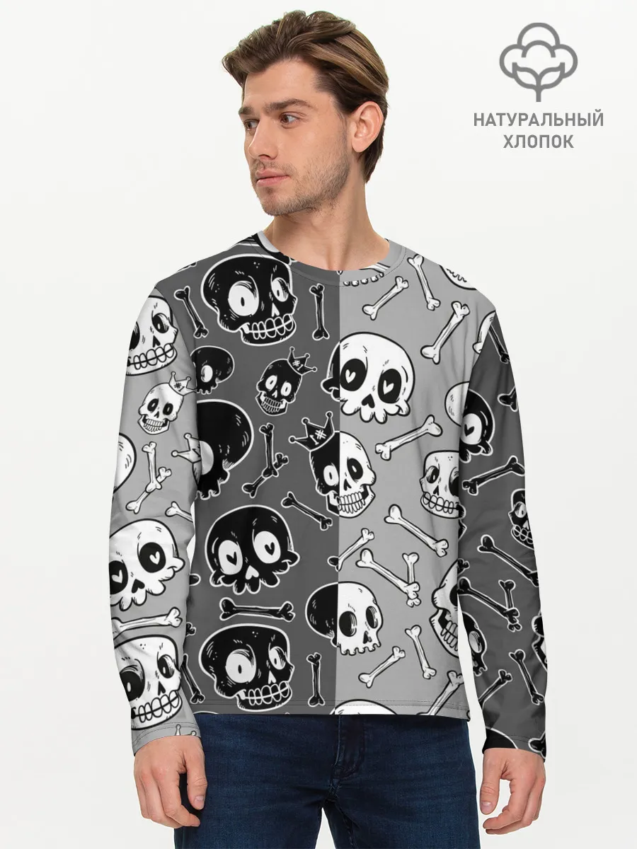 Мужской лонгслив базовый / Черепа