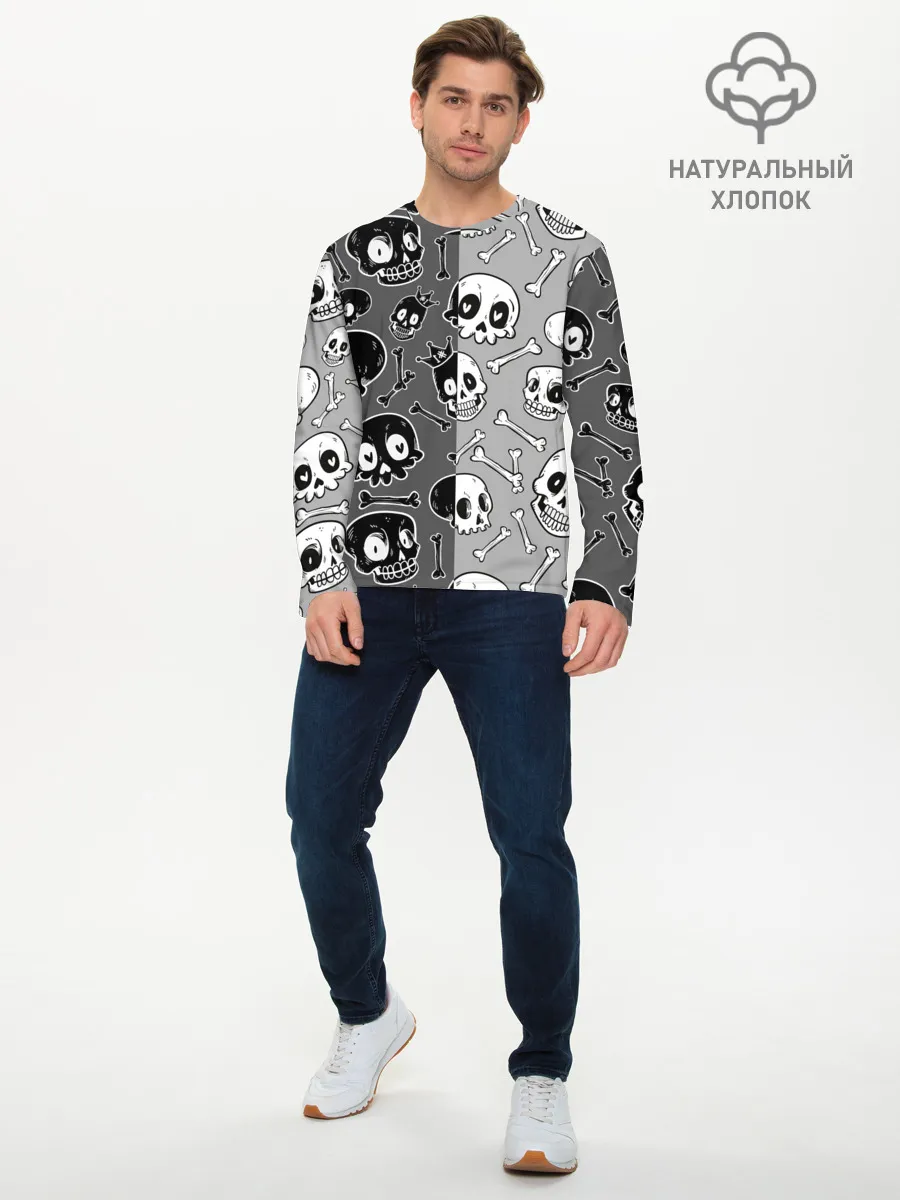 Мужской лонгслив базовый / Черепа