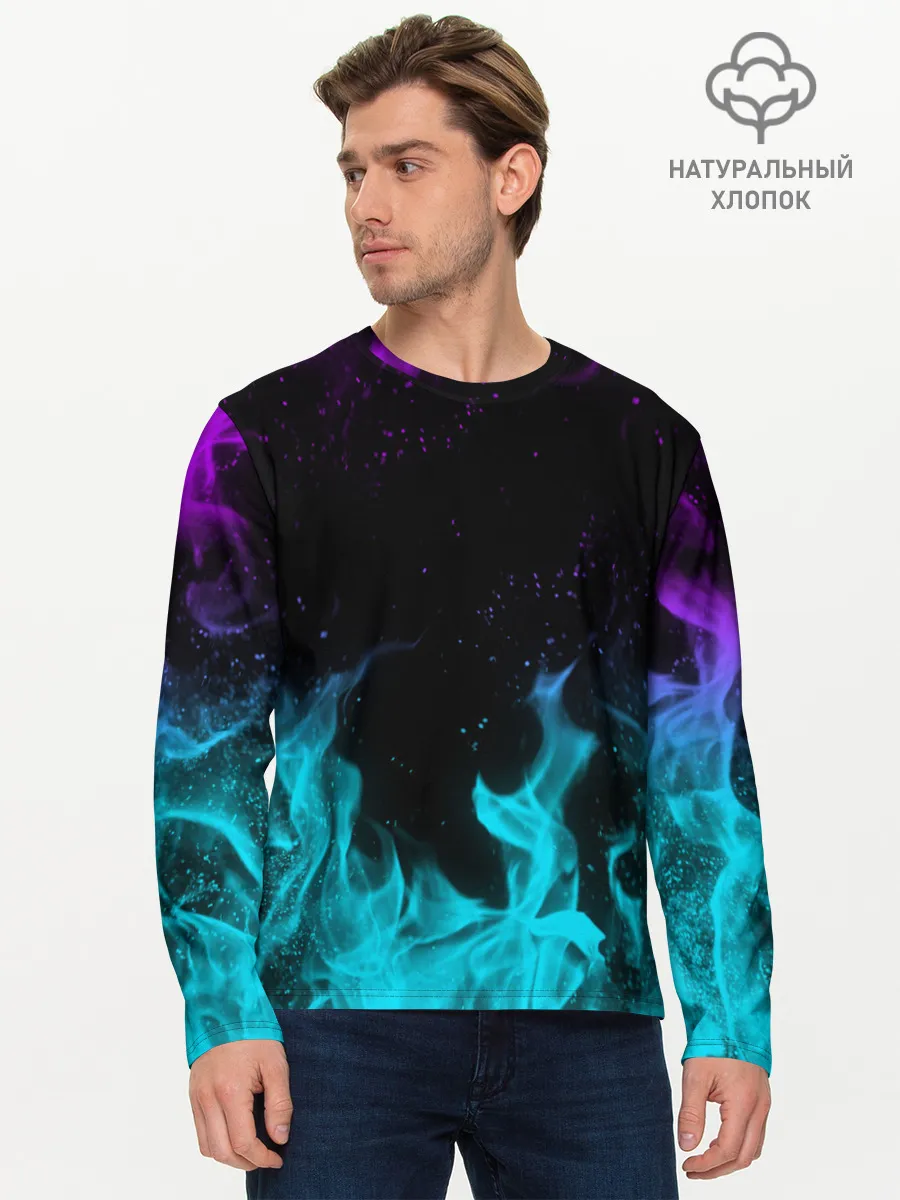 Мужской лонгслив базовый / НЕОНОВЫЙ ОГОНЬ | NEON FIRE