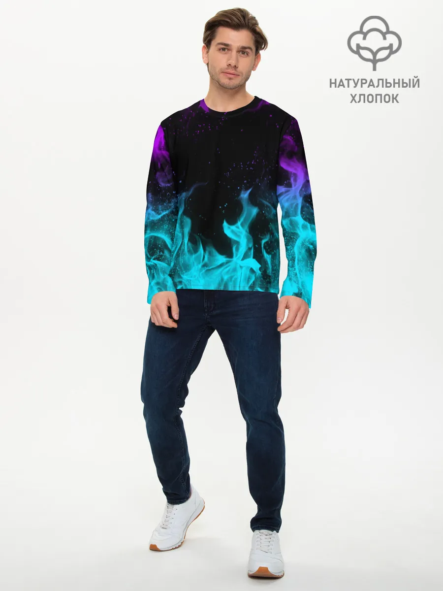 Мужской лонгслив базовый / НЕОНОВЫЙ ОГОНЬ | NEON FIRE