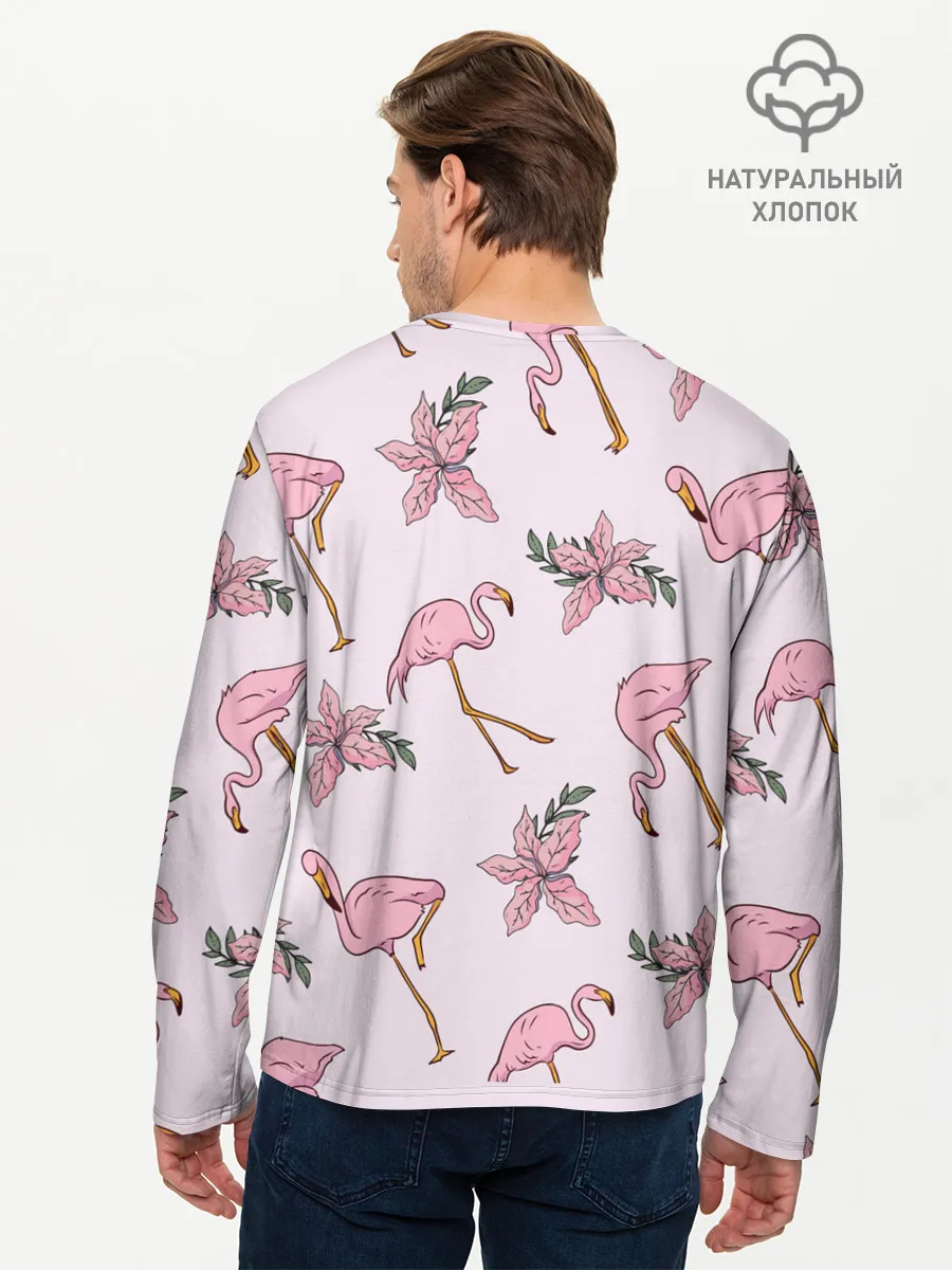 Мужской лонгслив базовый / Розовый фламинго