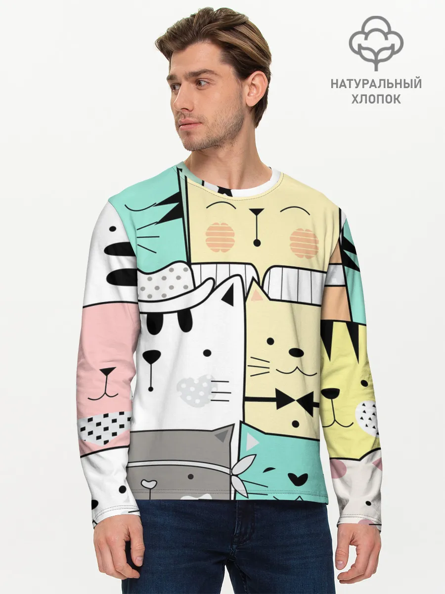 Мужской лонгслив базовый / ДЕЛОВЫЕ КОТЕЙКИ | ЛЮБЛЮ КОТОВ