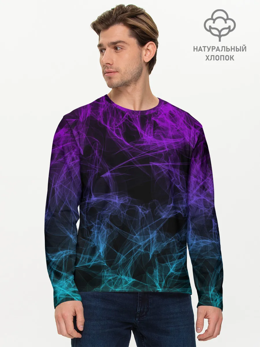 Мужской лонгслив базовый / NEON SMOKES STRIPES | НЕОНОВЫЕ ВОЛНЫ