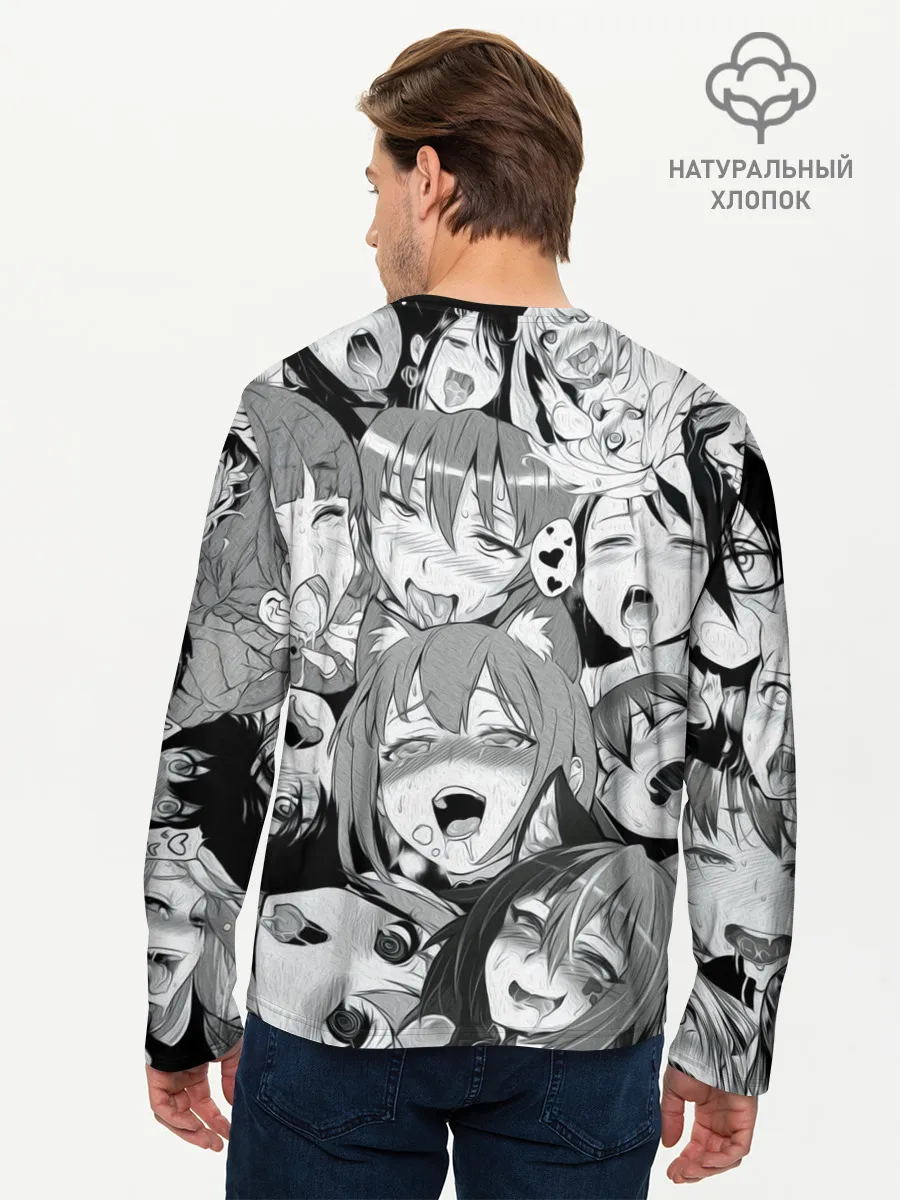 Мужской лонгслив базовый / AHEGAO monochrome