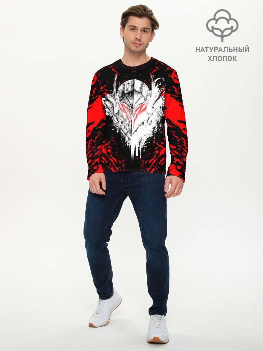 Мужской лонгслив базовый / Берсерк маска белая