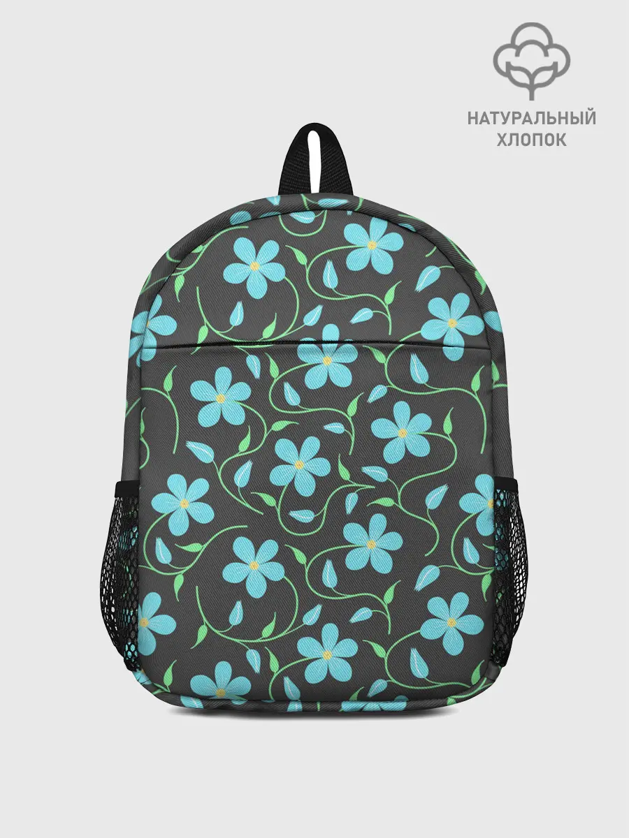 Рюкзак детский / Цветочный узор на темном фоне