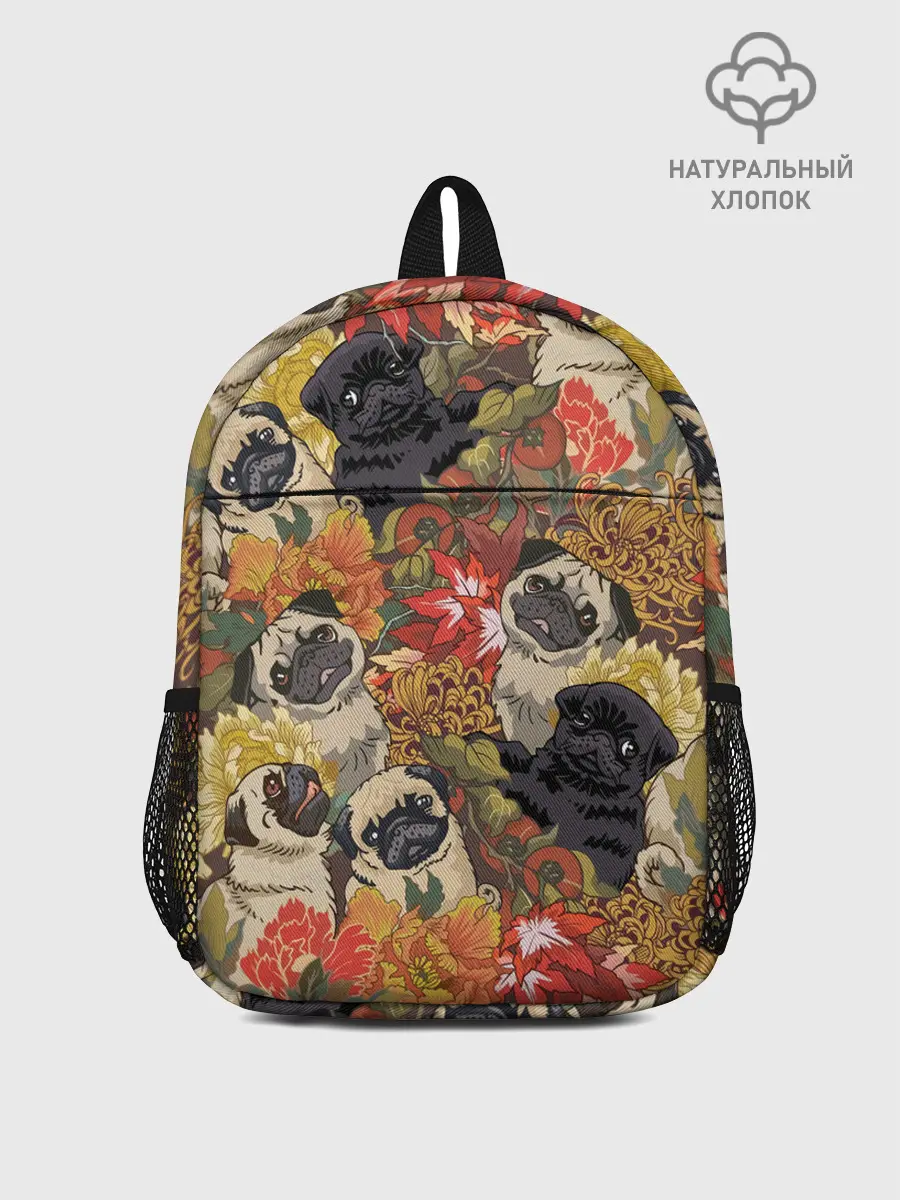 Рюкзак детский / Мопсики | Цветочки