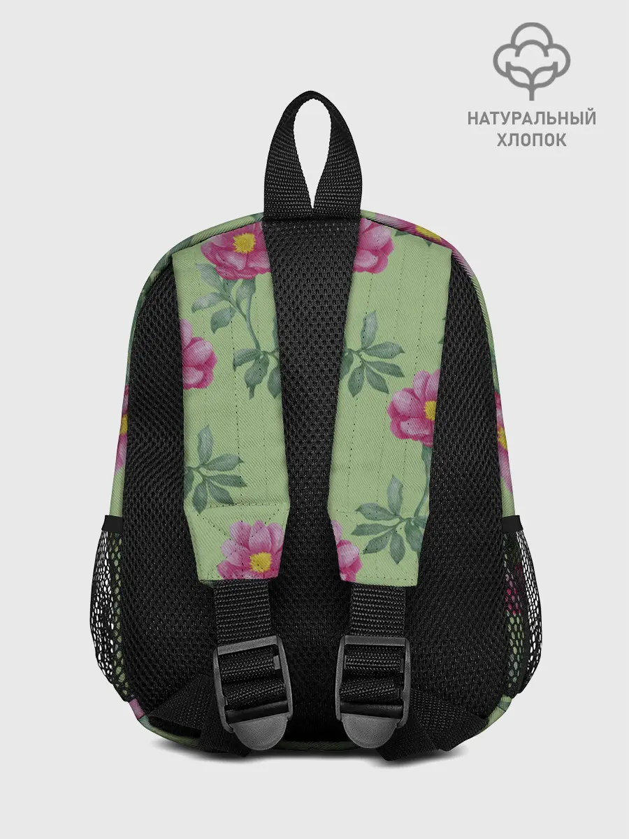 Рюкзак детский / Пионы на светло зеленом фоне