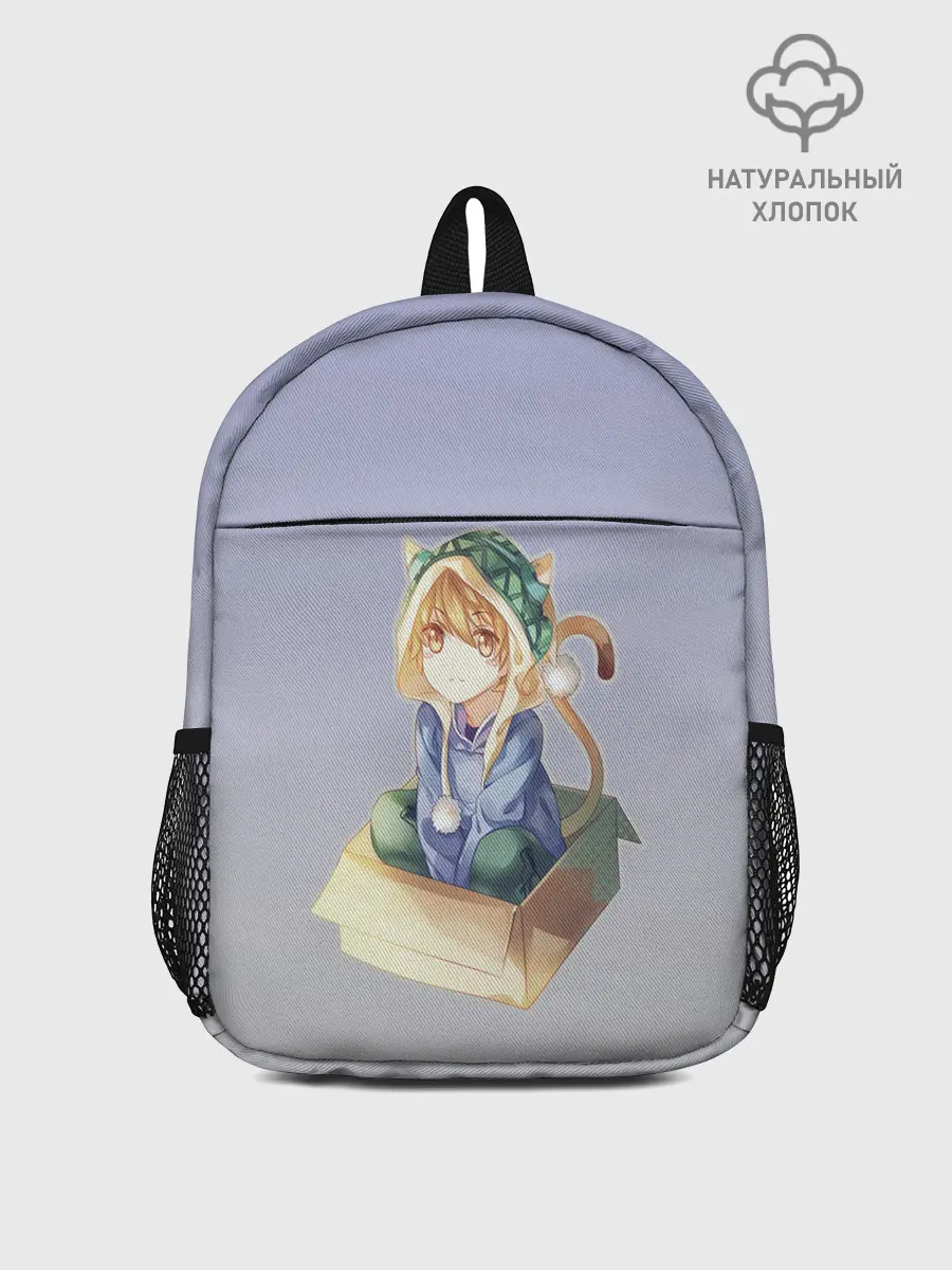 Рюкзак детский / мальчик кот в коробке уши мяу