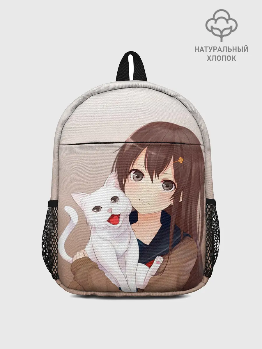 Рюкзак детский / Девочка и белый кот аниме