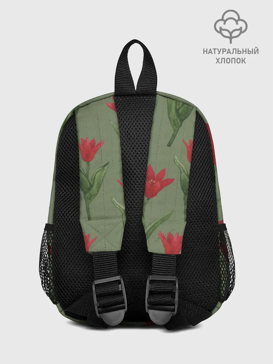 Рюкзак детский / Красные тюльпаны на зеленом