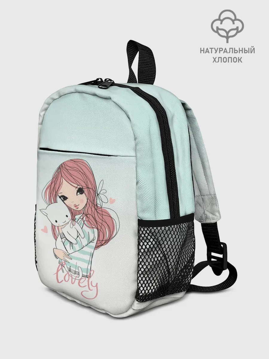 Рюкзак детский / Девочка и любимый кот арт