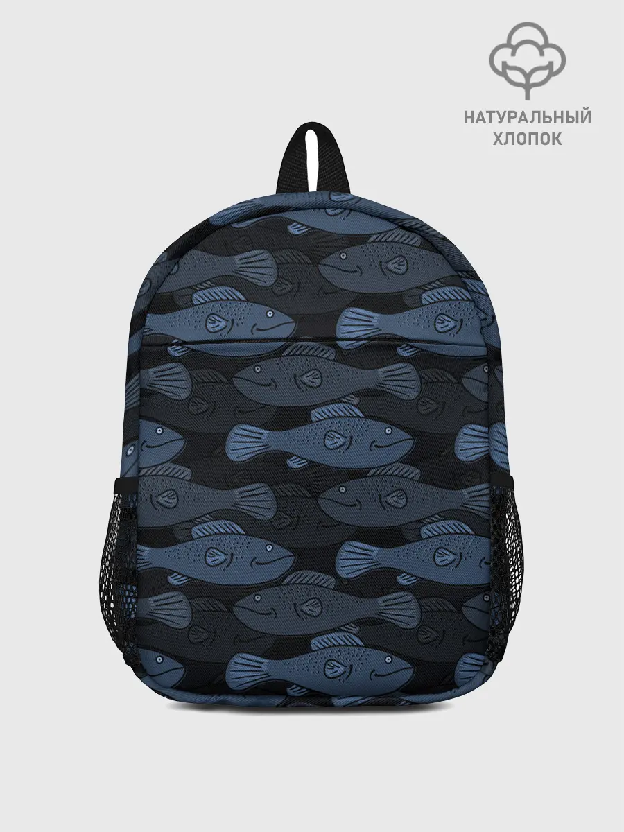 Рюкзак детский / Синие рыбы на темном фоне