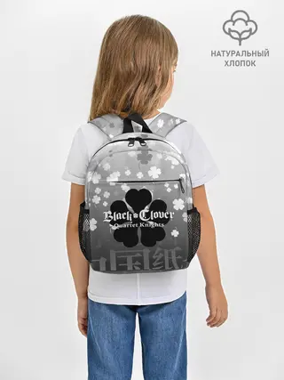 Рюкзак детский / Черный логотип Клевера на сером градиенте