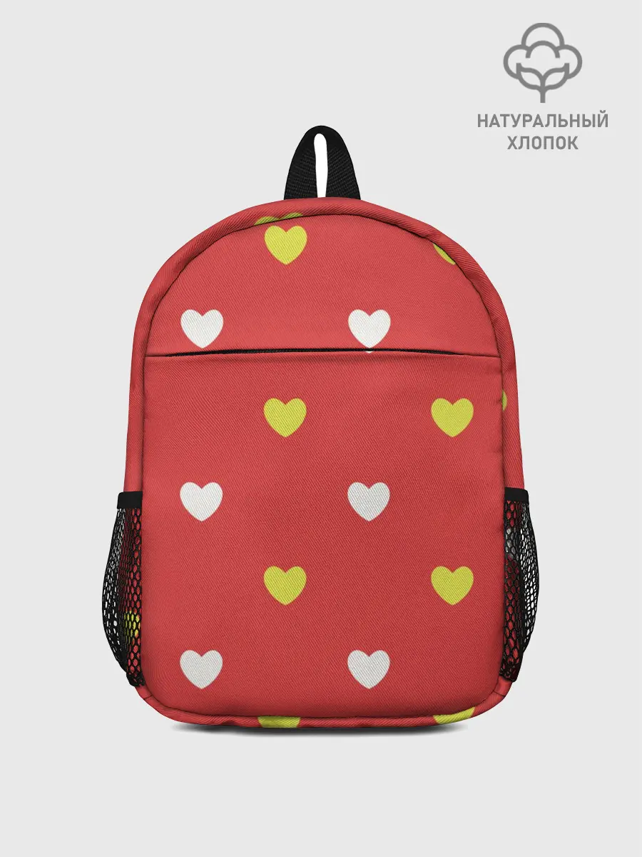 Рюкзак детский / Сердечки на красном паттерн