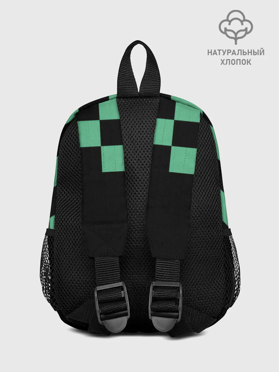 Рюкзак детский / Kamado Tanjiro зеленые квадраты