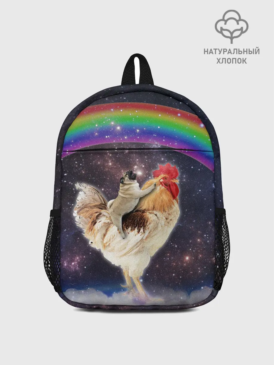 Рюкзак детский / Мопс на курице в космосе