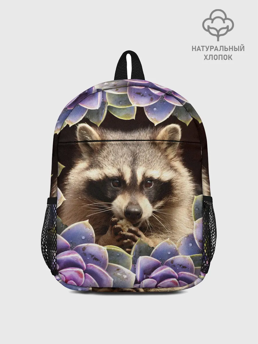 Рюкзак детский / Енот среди цветов