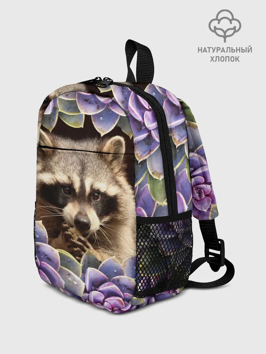 Рюкзак детский / Енот среди цветов
