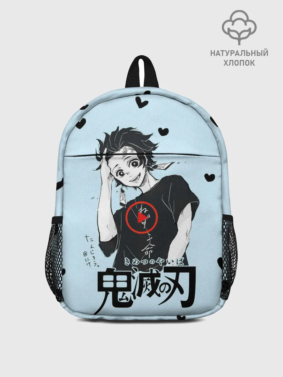 Рюкзак детский / Танджиро Камадо черные сердечки