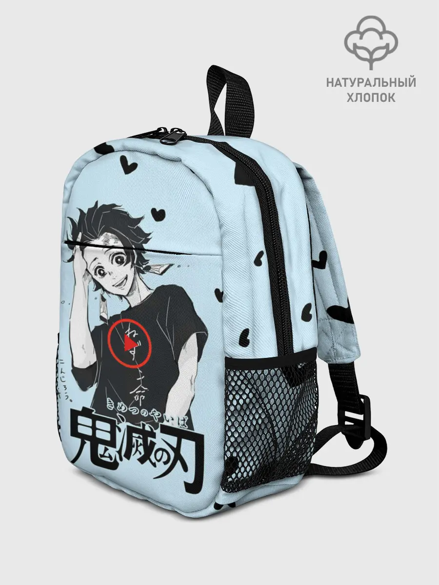 Рюкзак детский / Танджиро Камадо черные сердечки