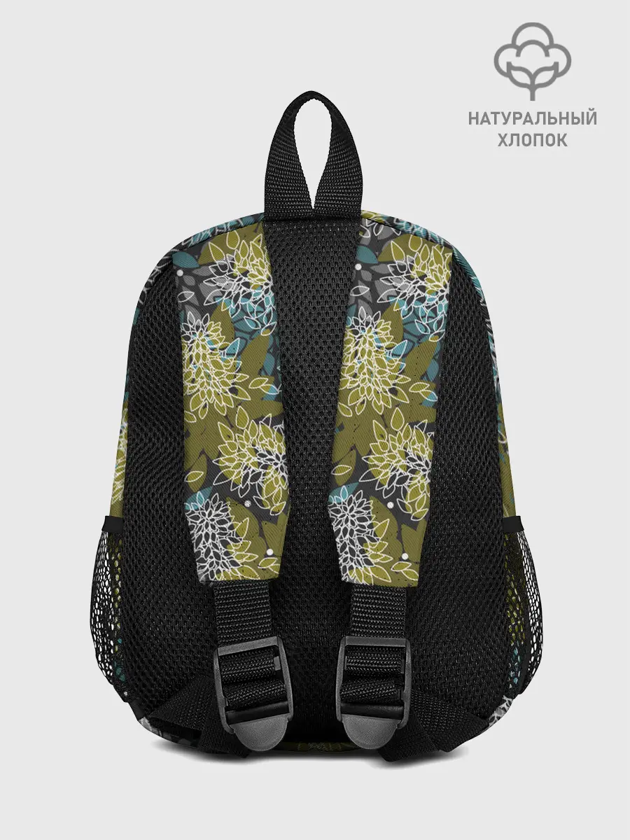 Рюкзак детский / Черно оливковый цветочный