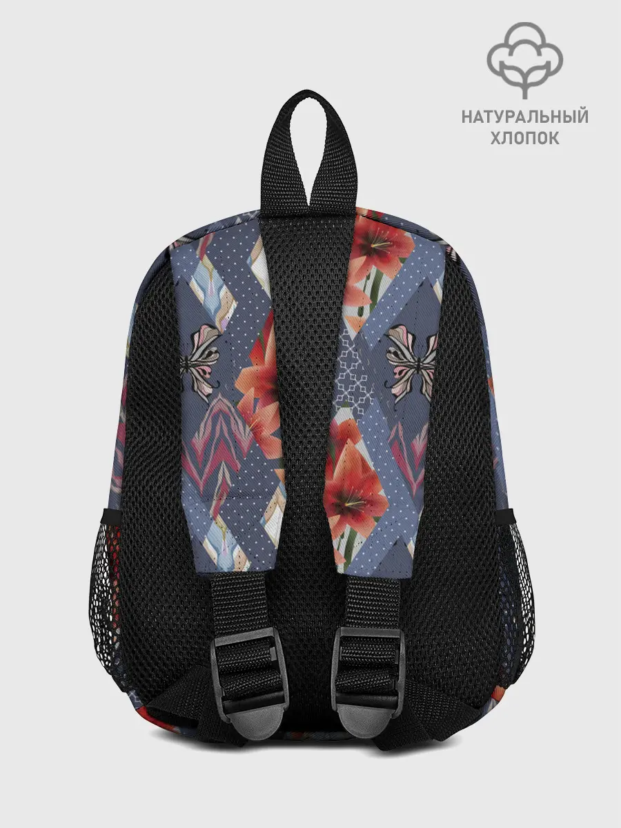 Рюкзак детский / Оранжево-серый пэчворк