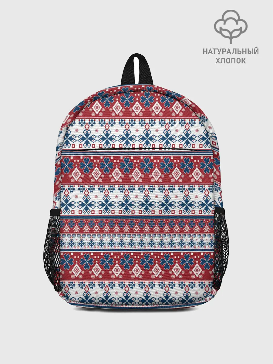 Рюкзак детский / Этнический красно-синий узор