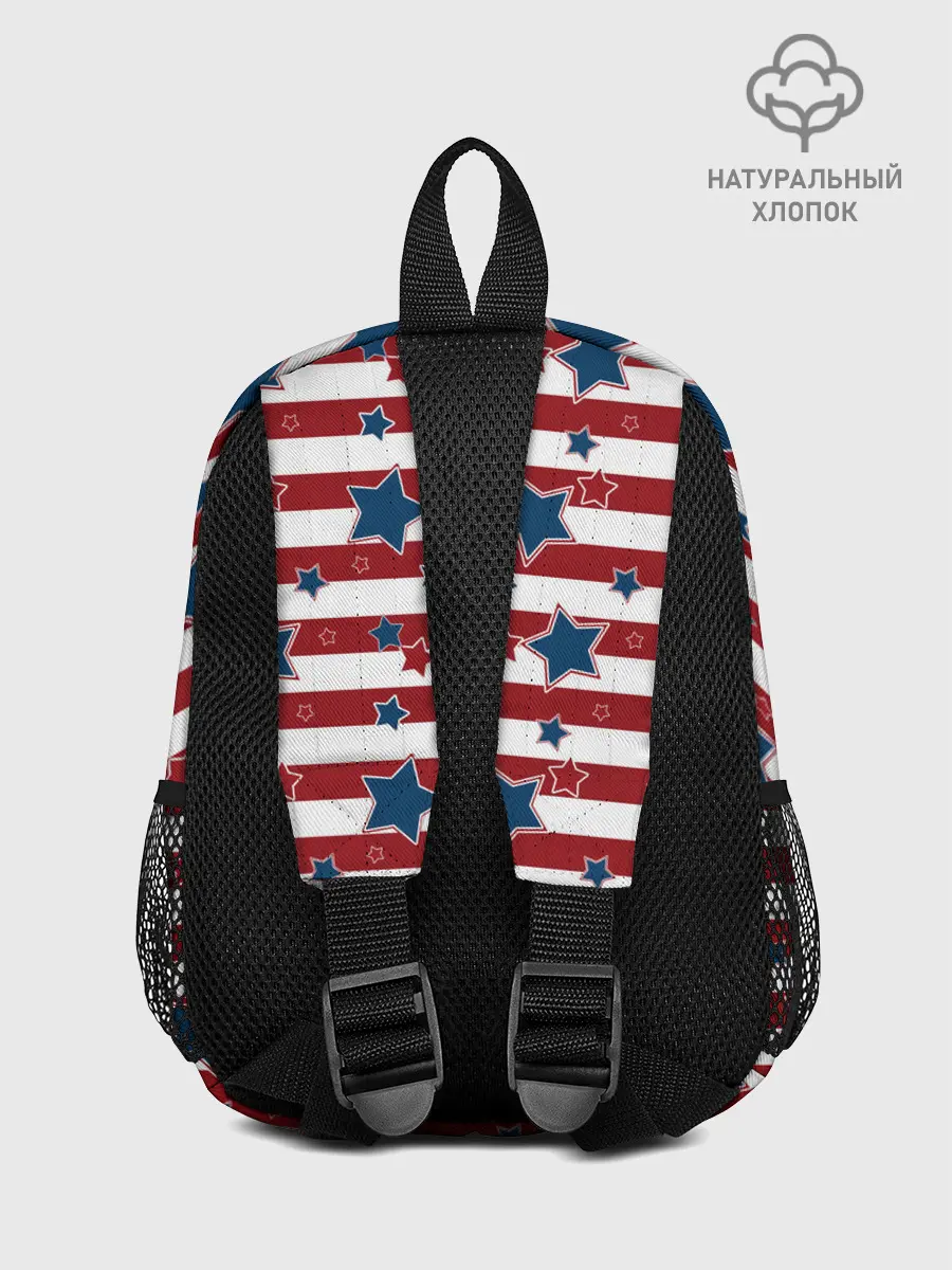 Рюкзак детский / Синие звезды на полосатом фоне