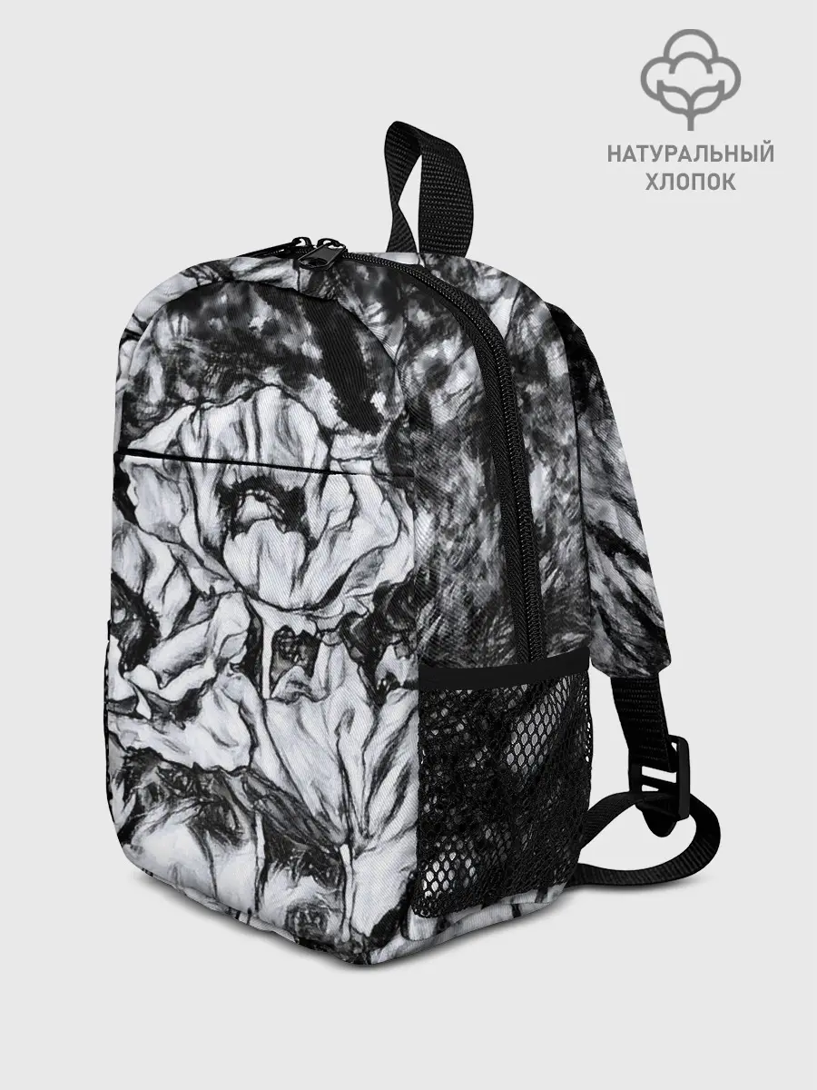 Рюкзак детский / Черно-белый узор. Маки.