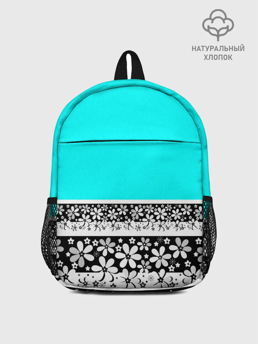 Рюкзак детский / Цветочный бирюзовый узор