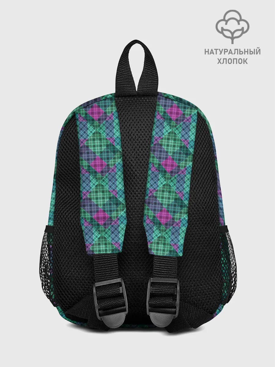 Рюкзак детский / Бирюзовый клетчатый узор