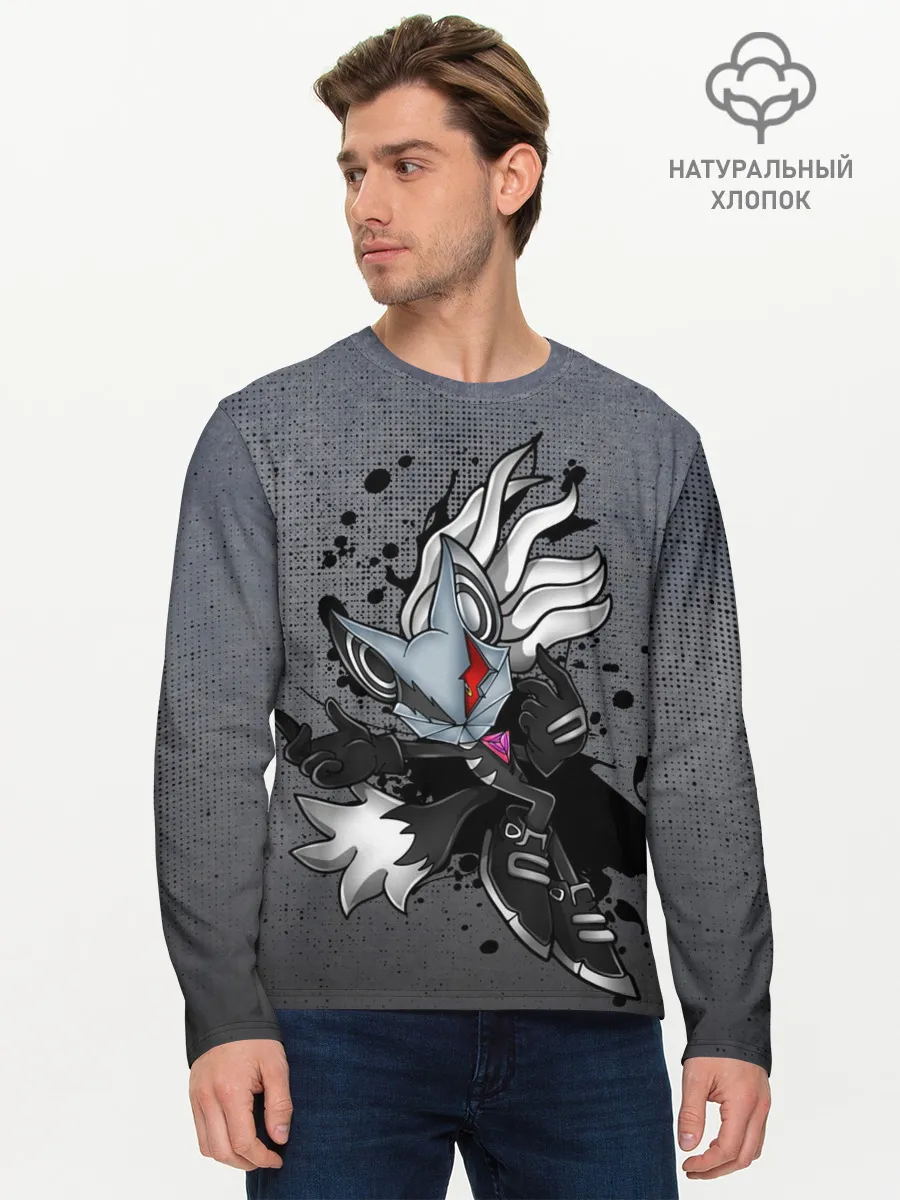 Мужской лонгслив базовый / Cat Sonic