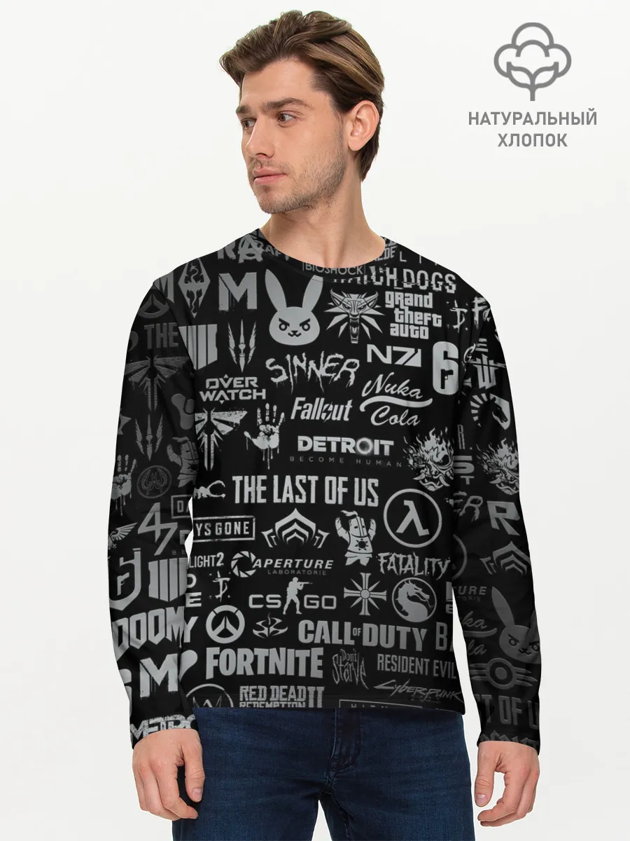 Мужской лонгслив базовый / ЛОГОТИПЫ ИГР / LOGO GAMES