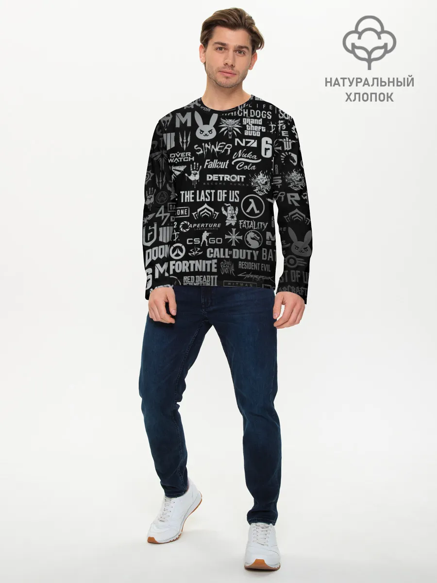 Мужской лонгслив базовый / ЛОГОТИПЫ ИГР / LOGO GAMES