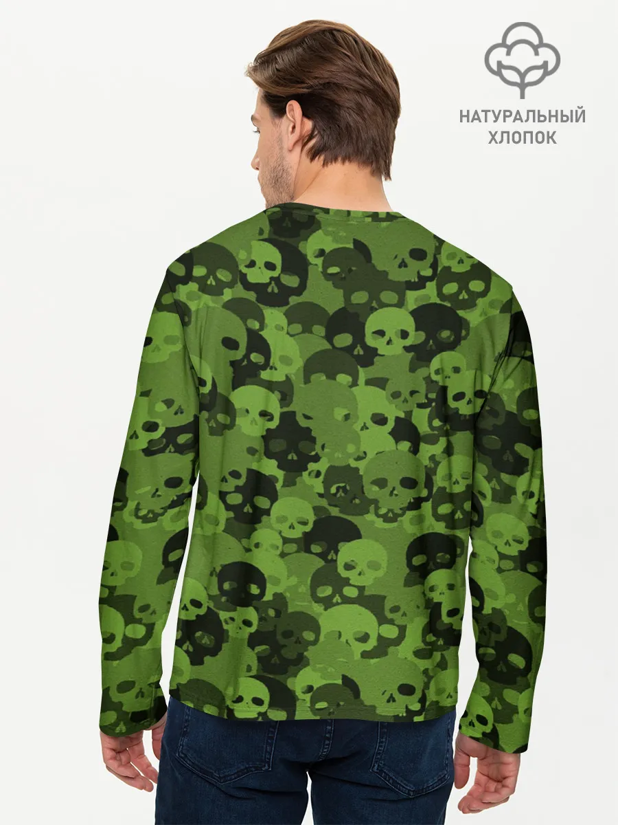 Мужской лонгслив базовый / Камуфляж Черепа | Текстура