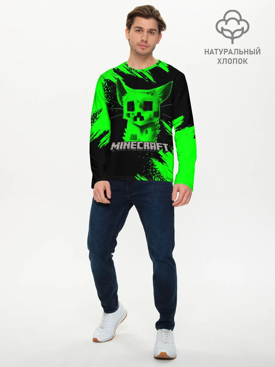 Мужской лонгслив базовый / MINECRAFT CREEPER CAT