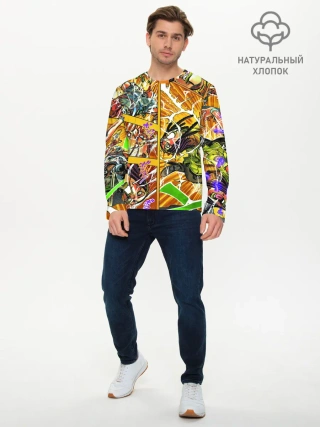 Мужской лонгслив базовый / Оранжевый комикс JoJo