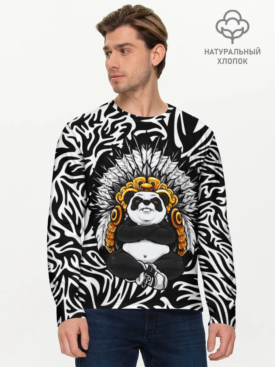 Мужской лонгслив базовый / Мудрая Панда