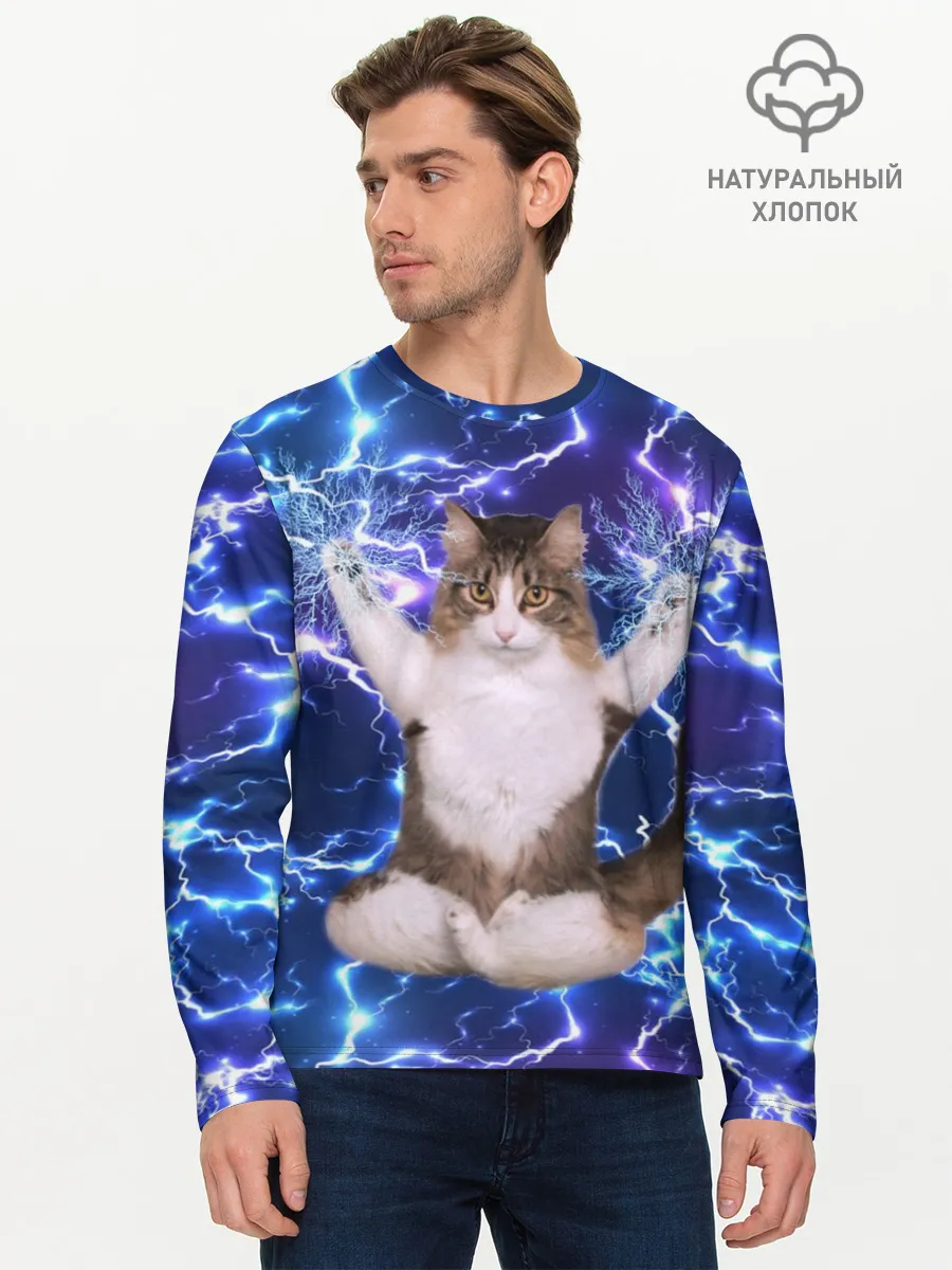 Мужской лонгслив базовый / Грозовой Котик