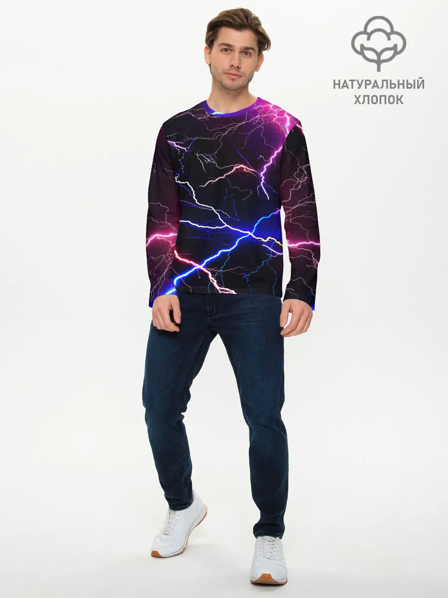 Мужской лонгслив базовый / НЕОНОВЫЕ МОЛНИИ