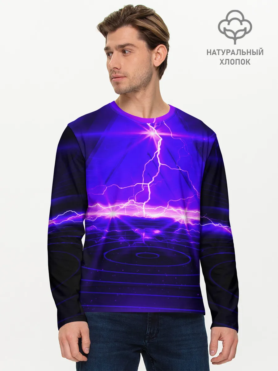 Мужской лонгслив базовый / НЕОНОВЫЕ МОЛНИИ