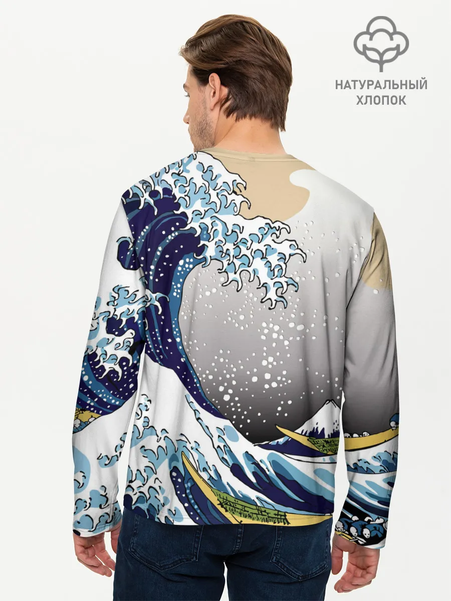 Мужской лонгслив базовый / The great wave off kanagawa