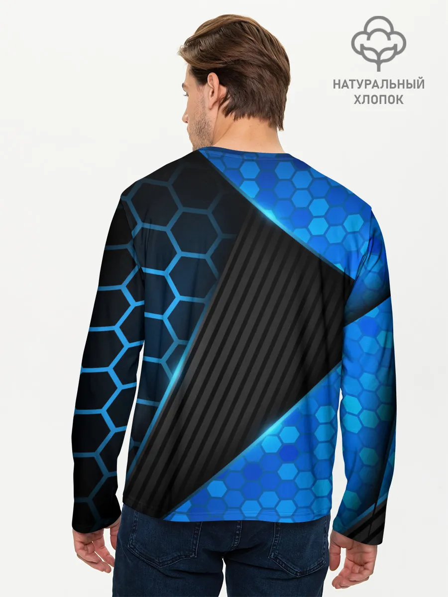 Мужской лонгслив базовый / Хвост Феи геометрические соты