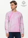 Мужской лонгслив базовый / розовые разводы краска зефир