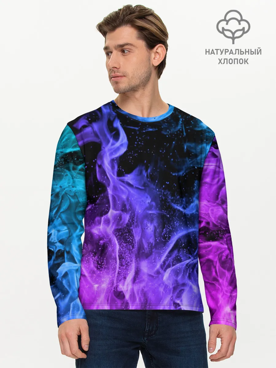 Мужской лонгслив базовый / ОГОНЬ НЕОН