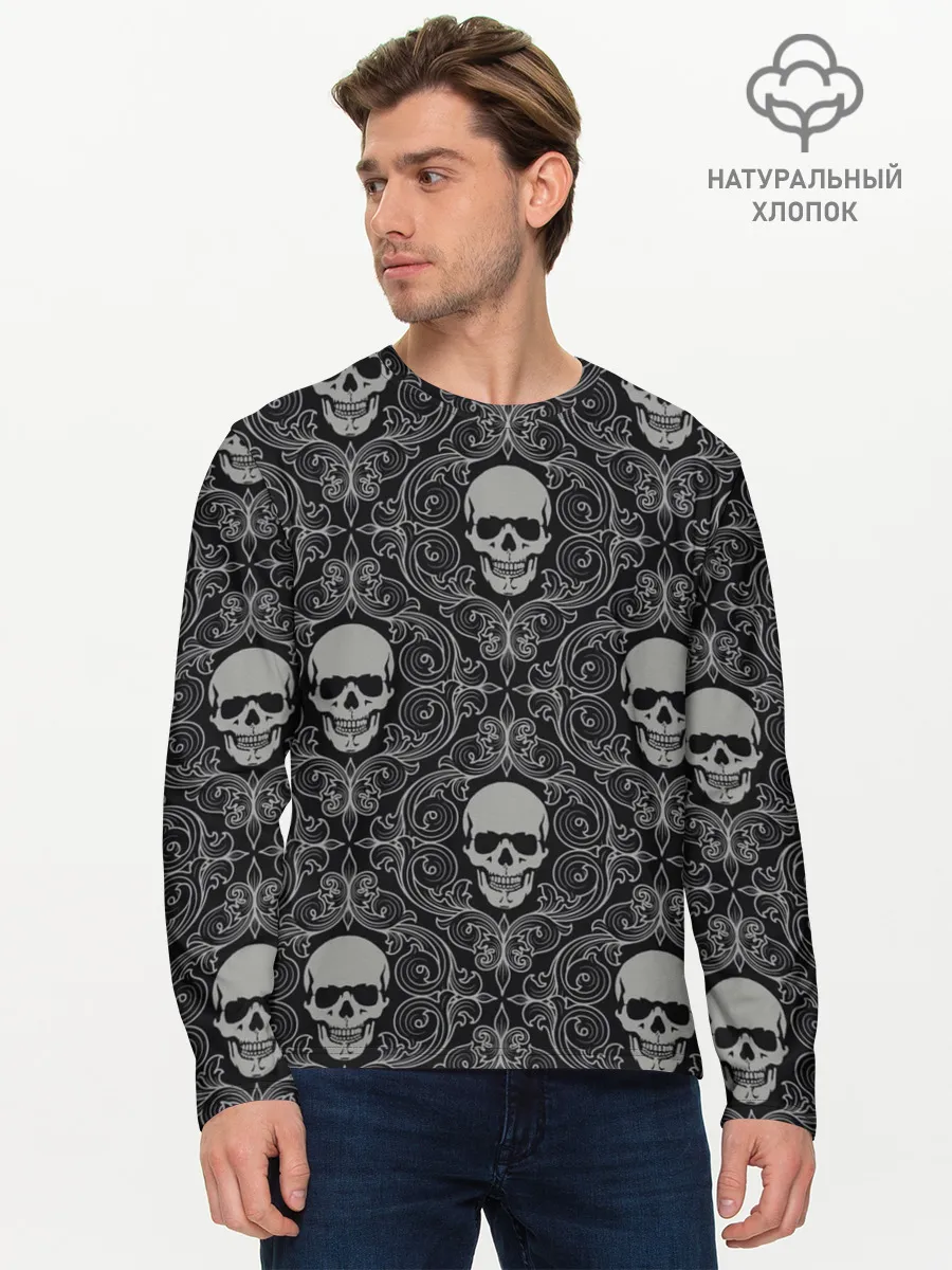 Мужской лонгслив базовый / Орнамент Черепа